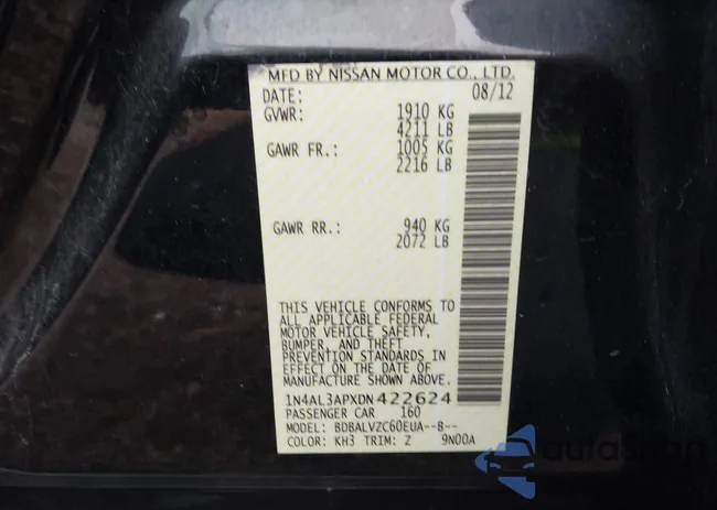 1N4AL3APXDN422624: 42001698