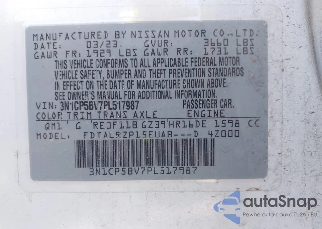 3N1CP5BV7PL517987: 42002906