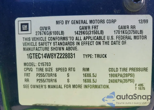 1GTEC14W8YZ228031: 42003157