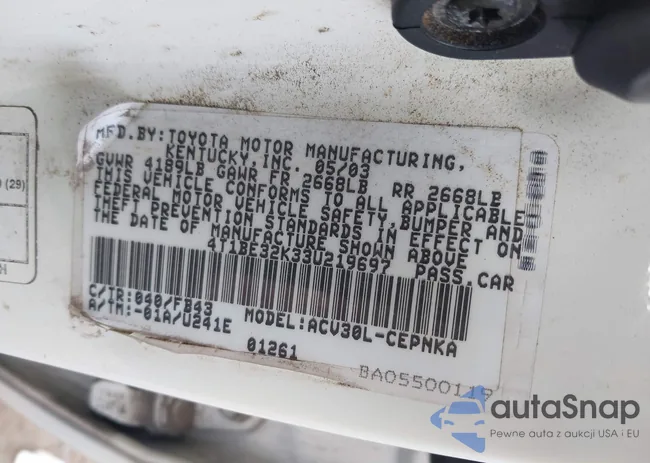 4T1BE32K33U219697: 42003327