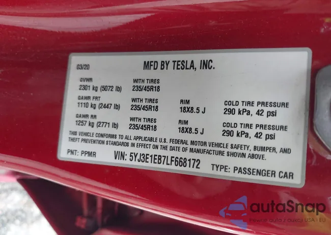 5YJ3E1EB7LF668172: 42002676