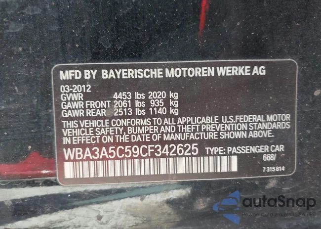 WBA3A5C59CF342625: 42003983