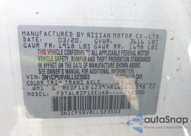 3N1CP5BV8LL523503: 42003545