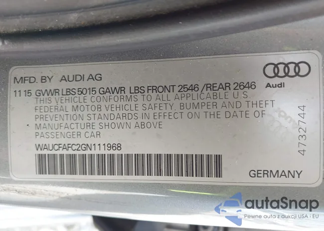WAUCFAFC2GN111968: 42003738