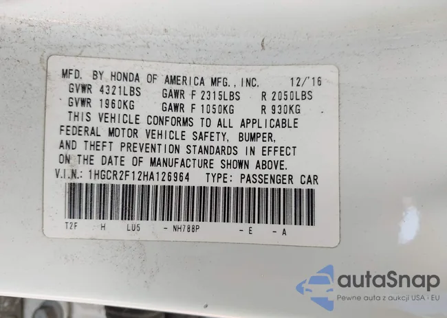 1HGCR2F12HA126964: 42003752