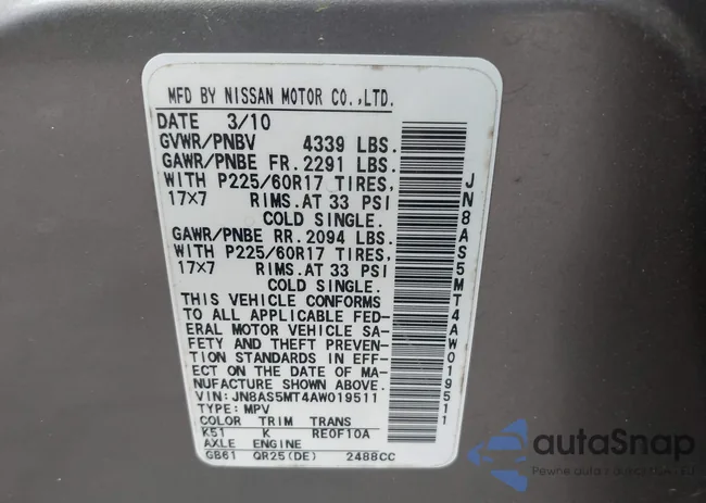 JN8AS5MT4AW019511: 42005147