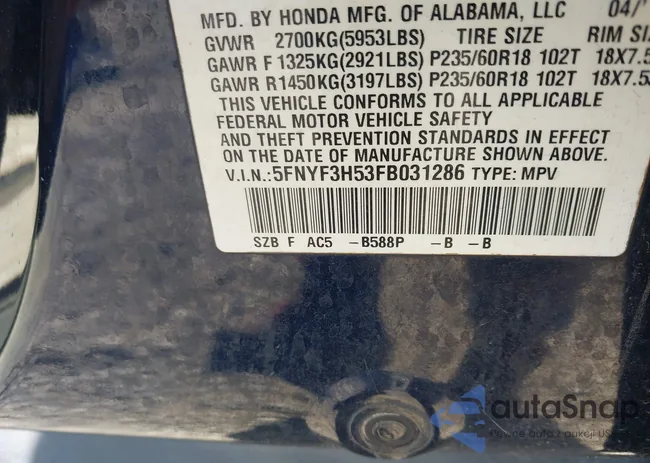 5FNYF3H53FB031286: 42005460