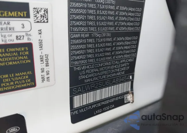 SALWR2SU6LA894542: 42004812