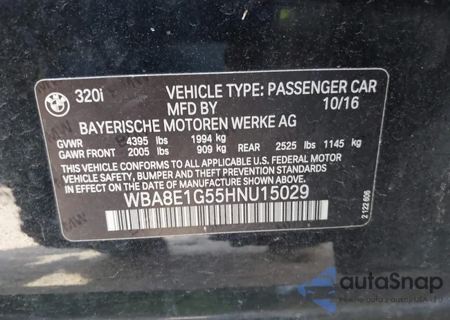 WBA8E1G55HNU15029: 42005900