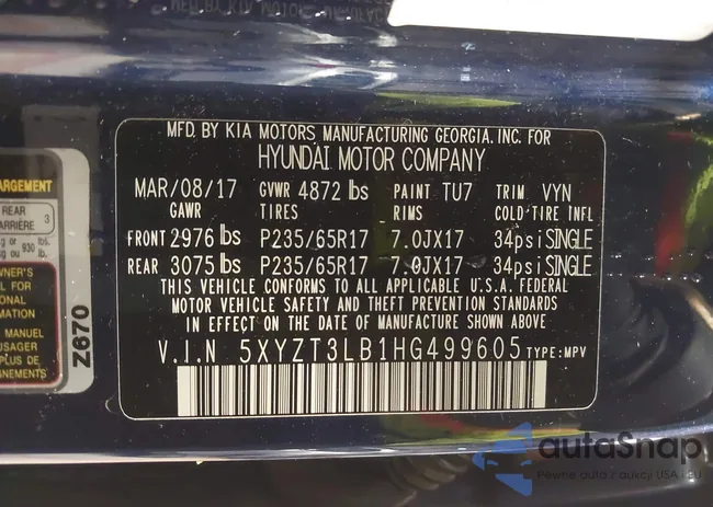 5XYZT3LB1HG499605: 42005925