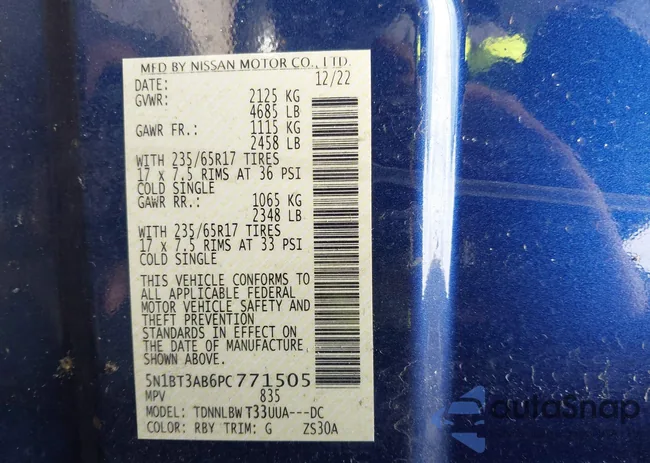 5N1BT3AB6PC771505: 42005997