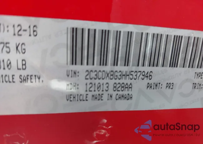 2C3CDXBG3HH537946: 42006012