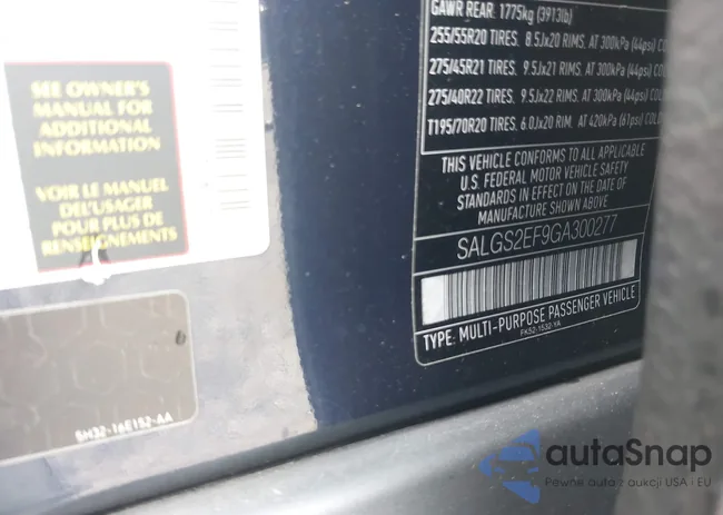 SALGS2EF9GA300277: 42006030