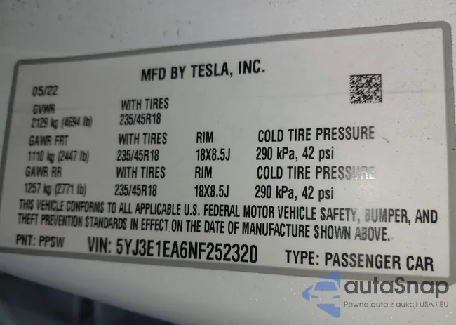 5YJ3E1EA6NF252320: 42006108