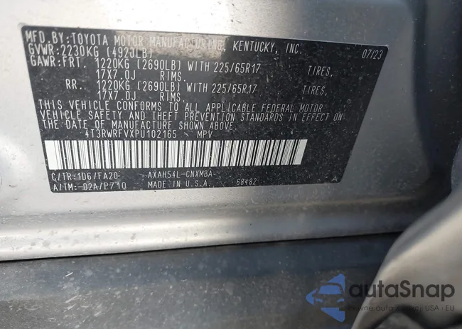 4T3RWRFVXPU102165: 42006151