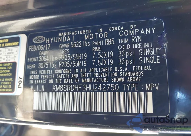 KM8SRDHF3HU242750: 42006223