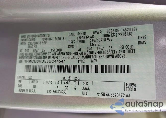 1FMCU0HD5JUC44547: 42006329