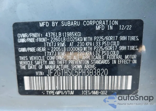 JF2GTHSC5PH303820: 42006458