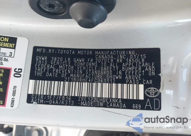 2T1BURHE4FC341112: 42005524