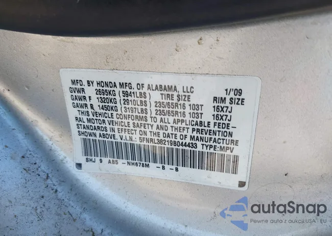 5FNRL38219B044433: 42005567