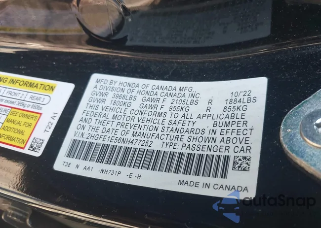 2HGFE1E56NH477252: 42005661