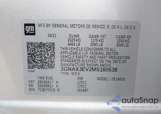 3GNAXJEV2MS160638: 42007151