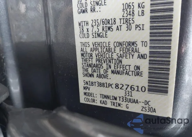 5N1BT3BB1PC827610: 42007230