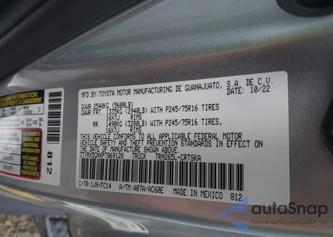 3TYRX5GNXPT069128: 42007435