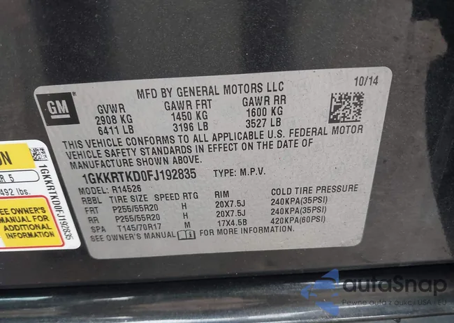 1GKKRTKD0FJ192835: 42007948