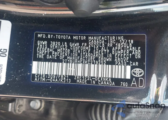 2T1BURHEXKC219252: 42007478