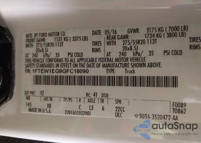 1FTEW1EG9GFC18090: 42007699