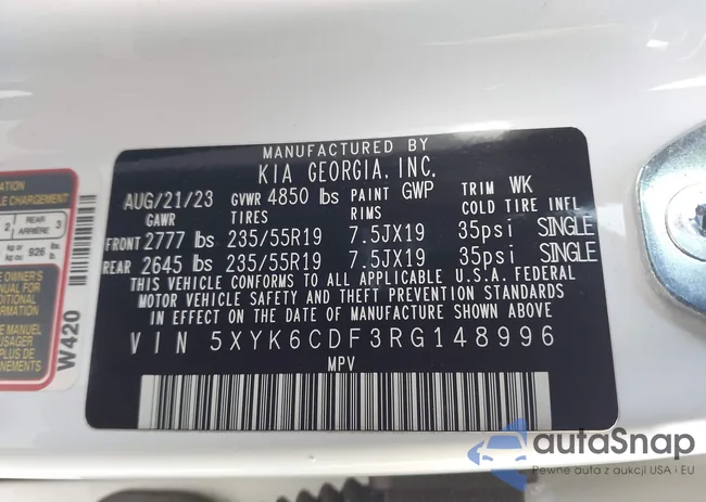 5XYK6CDF3RG148996: 42007702