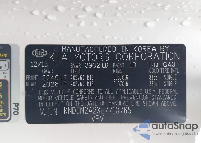 KNDJN2A2XE7710765: 42009000