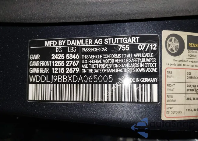 WDDLJ9BBXDA065005: 42009074