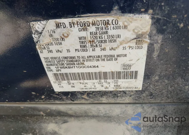 1FM5K8HT1GGC04364: 42009092