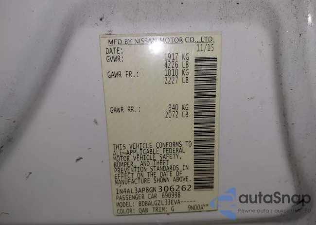 1N4AL3AP8GN306262: 42009302