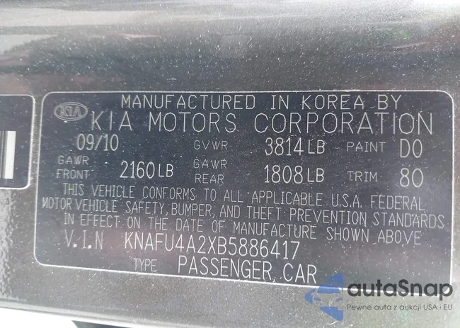 KNAFU4A2XB5886417: 42010090