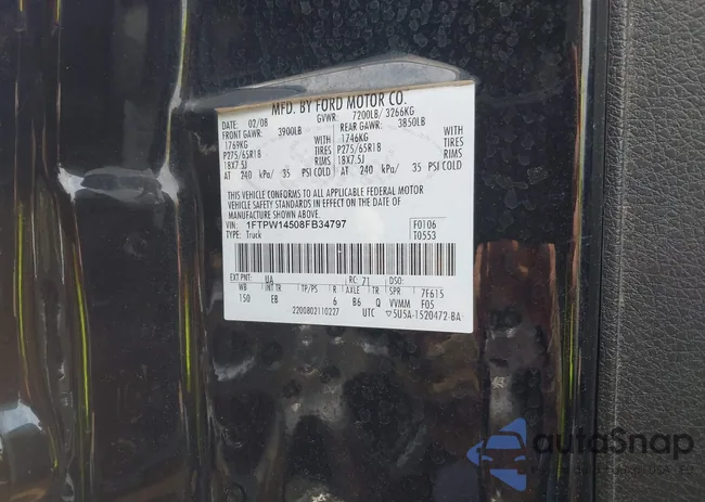 1FTPW14508FB34797: 42010299