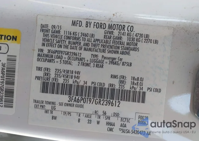 3FA6P0T97GR239612: 42009642