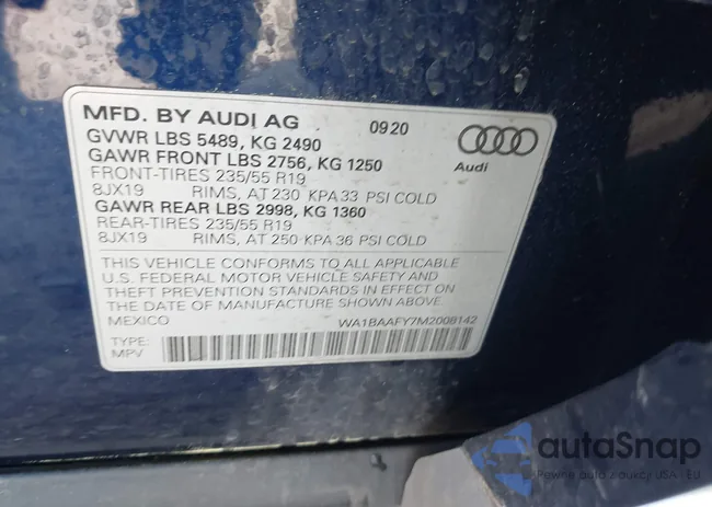 WA1BAAFY7M2008142: 42011081