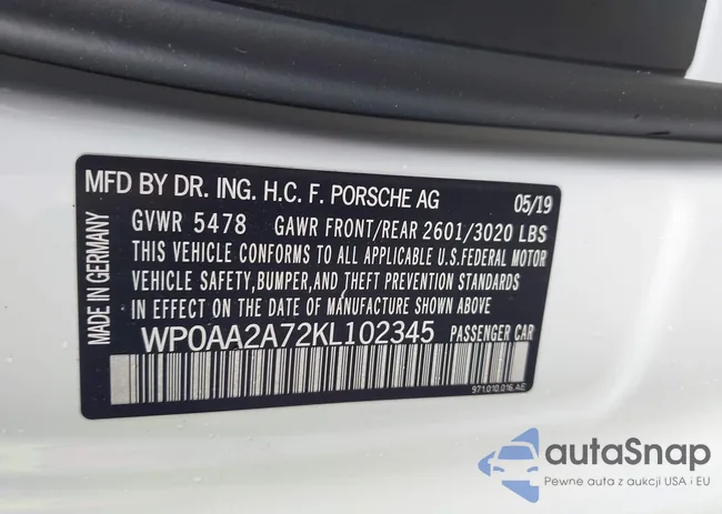 WP0AA2A72KL102345: 42011097