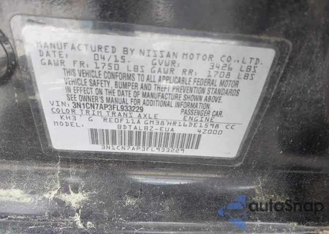 3N1CN7AP3FL933229: 42011115