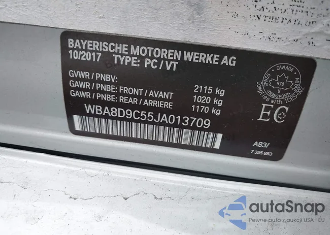 WBA8D9C55JA013709: 42011275
