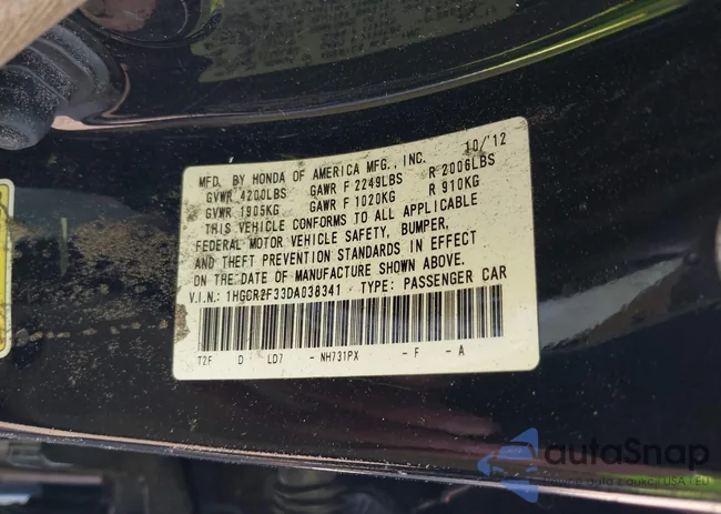 1HGCR2F33DA038341: 42010490