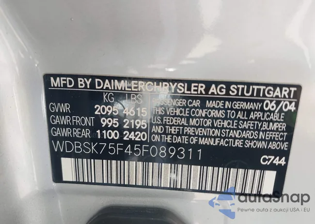 WDBSK75F45F089311: 42010658