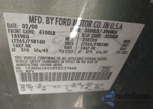 1FMNU42S8YEC77666: 42012100