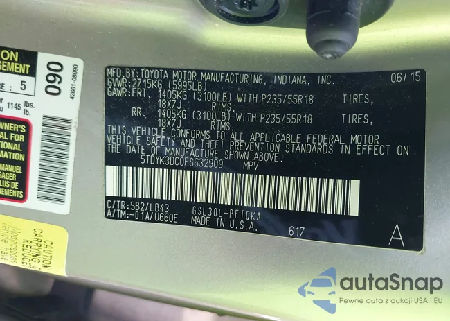 5TDYK3DC0FS632909: 42012143