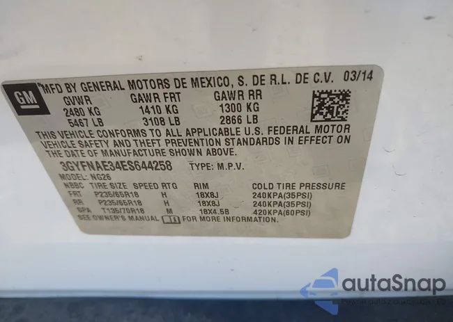 3GYFNAE34ES644258: 42012267