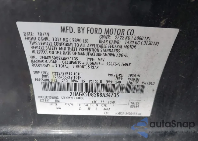 2FMGK5D82KBA34735: 42011493