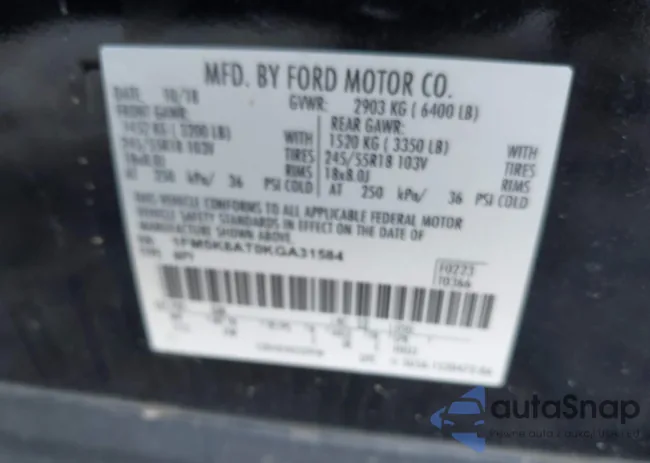 1FM5K8AT0KGA31584: 42011705